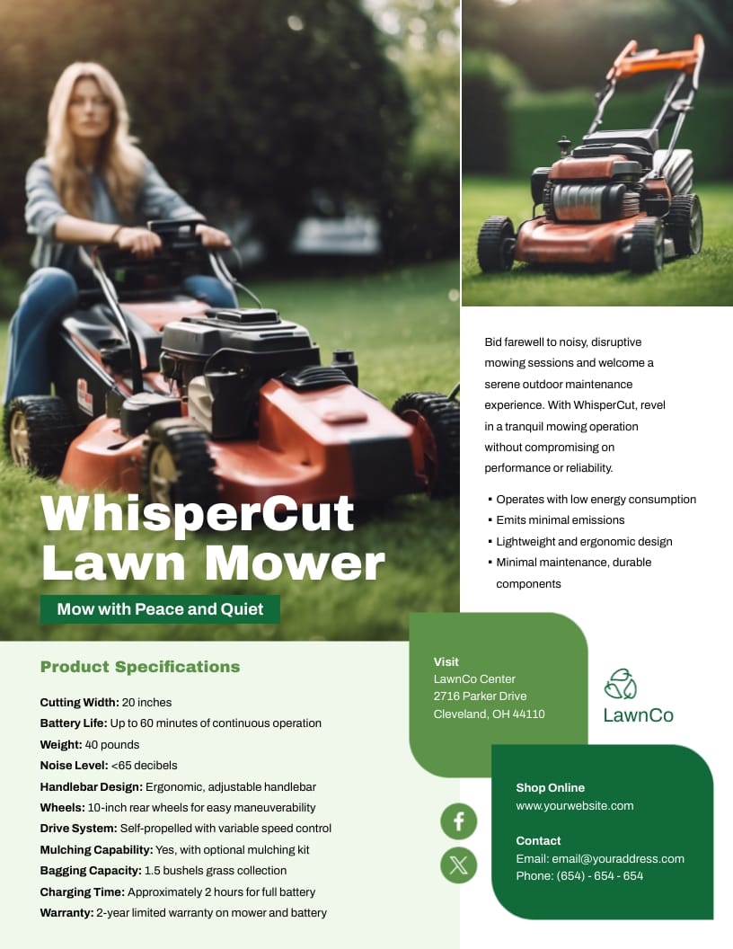 Gardening Product Sell Sheet Template