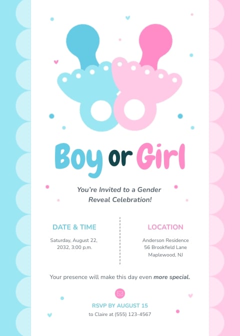 Gender Reveal Invitation Template Gender Reveal Invitation Template