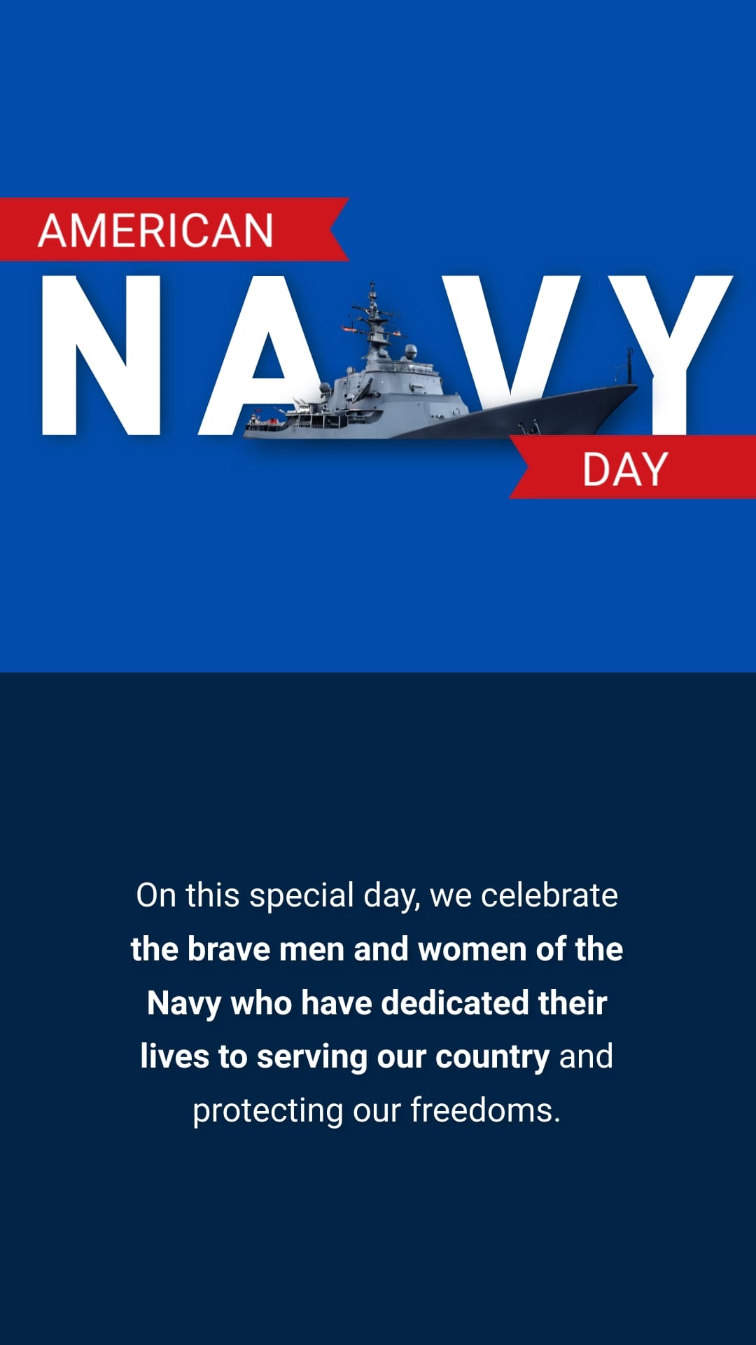 General Navy Day Greeting Card Vertical Template