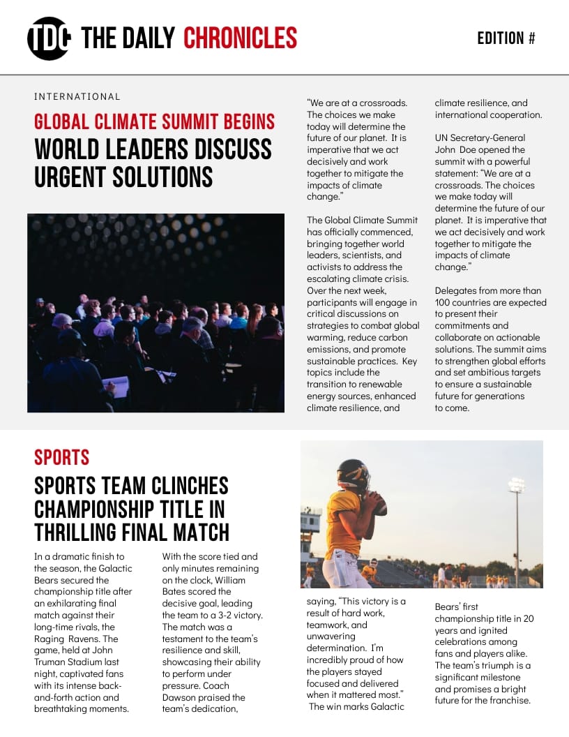 General Newspaper Template - Slide 3 General Newspaper Template - Slide 3