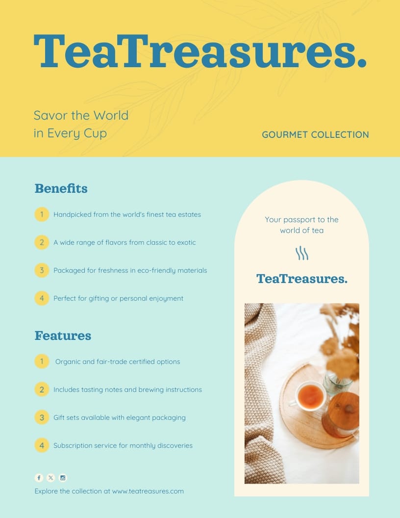 Gourmet Tea Collection Sell Sheet Template