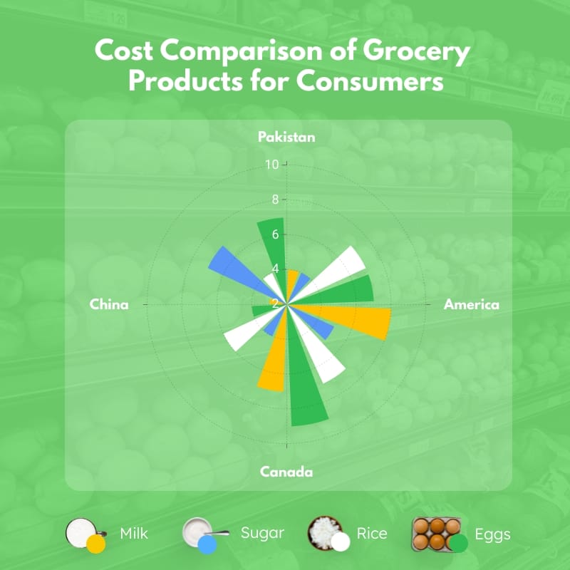 Grocery Products Polar Area Chart Square Template