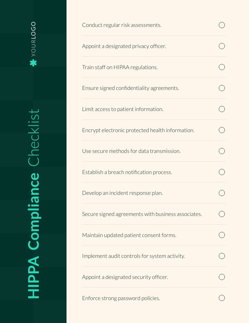 HIPAA Compliance Checklist Template HIPAA Compliance Checklist Template