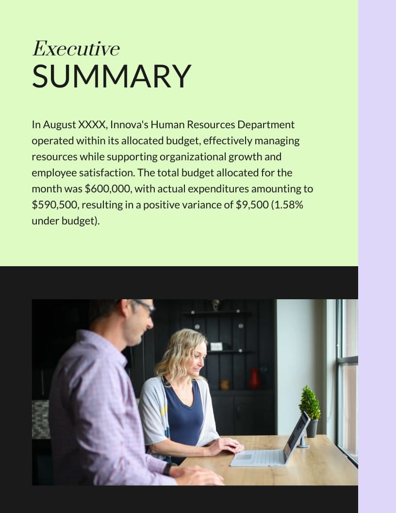 HR Team Monthly Budget Report Template - Slide 3 HR Team Monthly Budget Report Template - Slide 3