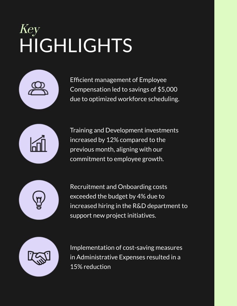 HR Team Monthly Budget Report Template - Slide 4 HR Team Monthly Budget Report Template - Slide 4