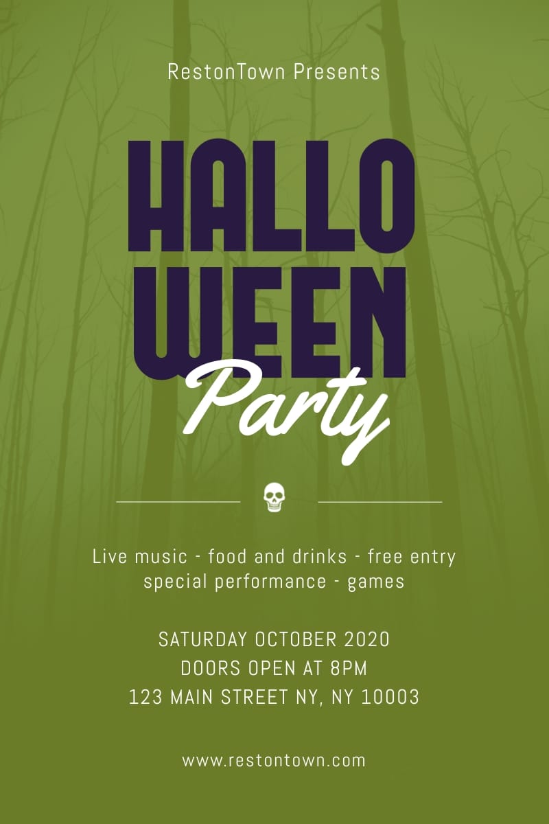 Halloween Party Skull Blog Graphic Large Template