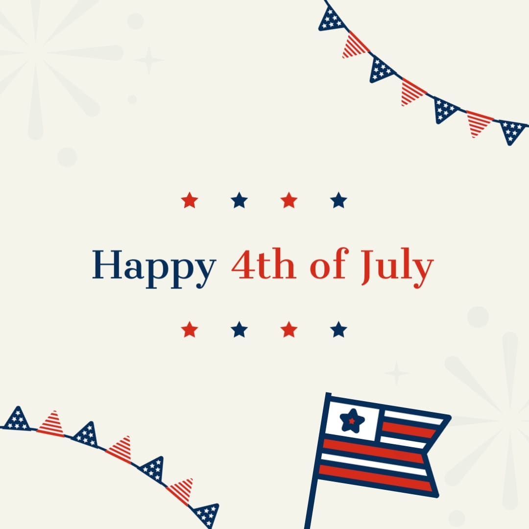 Happy Fourth of July Greeting Card Square Template