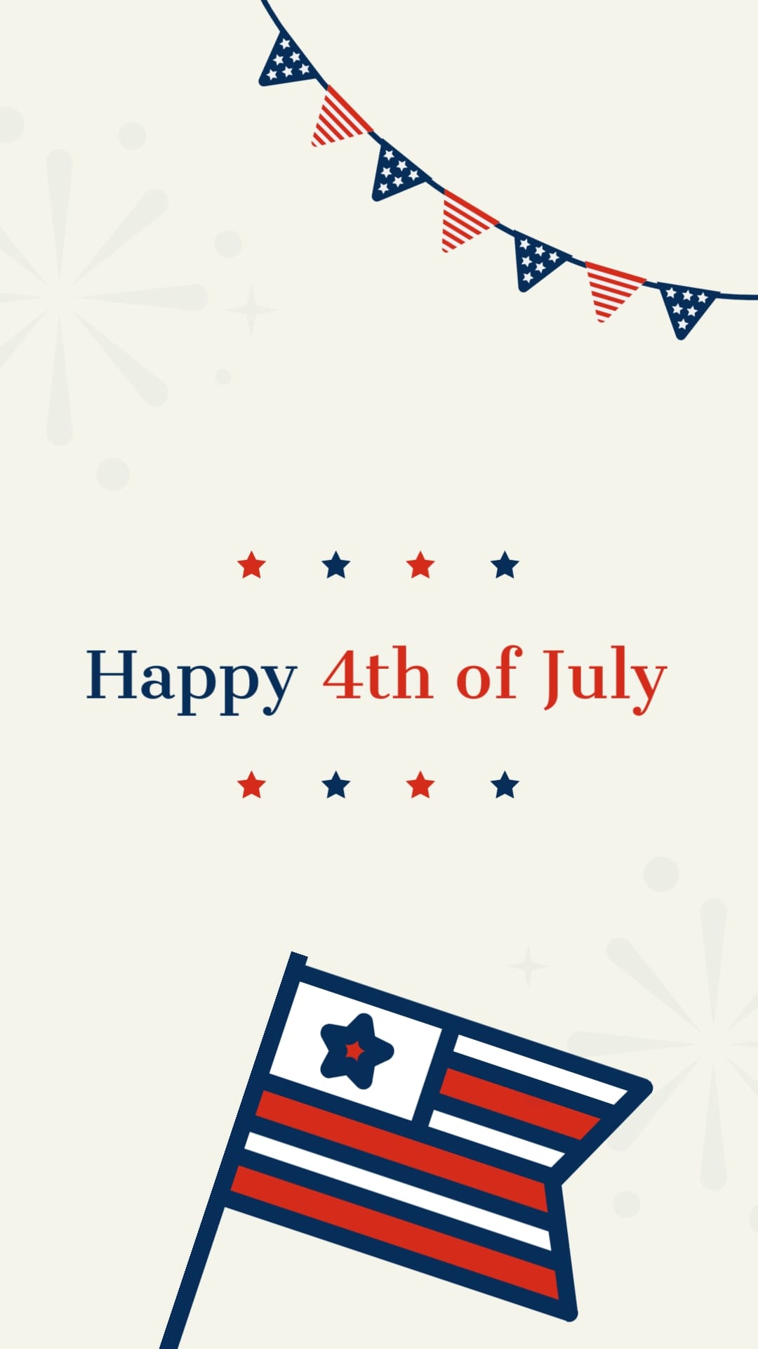 Happy Fourth of July Greeting Card Vertical Template