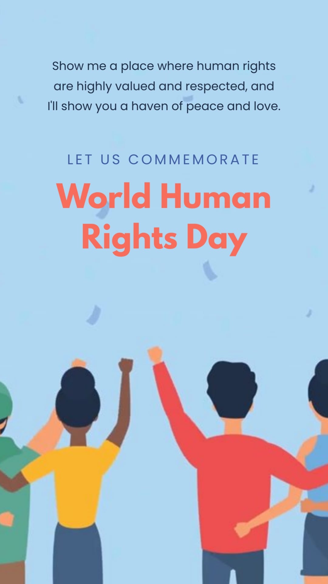 Happy Human Rights Day Greeting Card Vertical Template