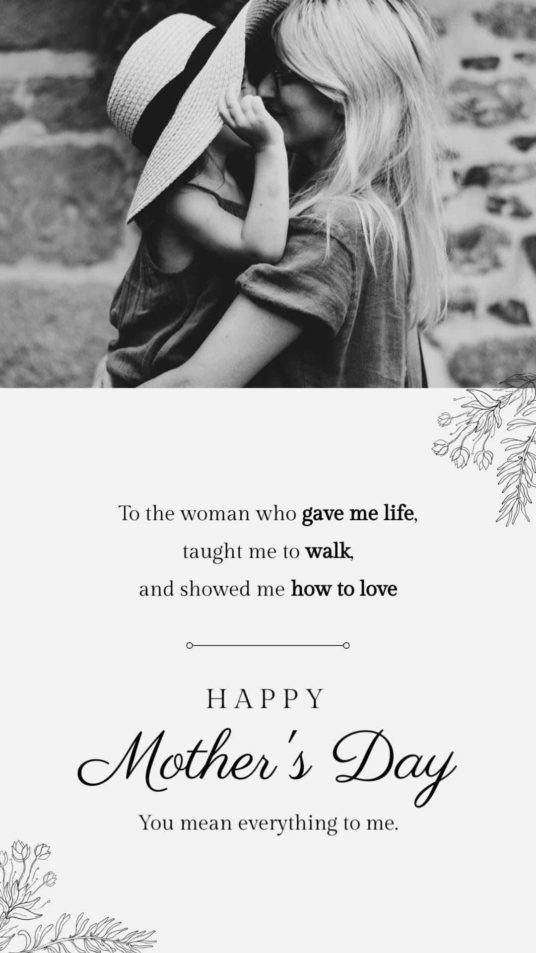 Happy Mothers Day Greeting Card Vertical Template