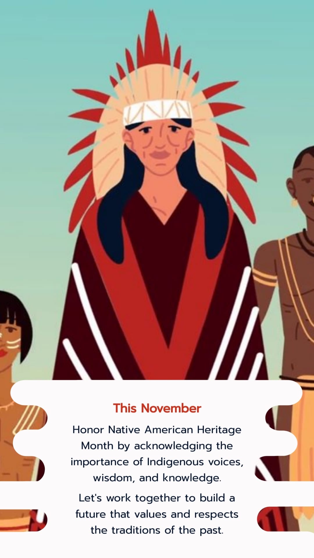 Happy National Native American Heritage Greeting Card Vertical Template
