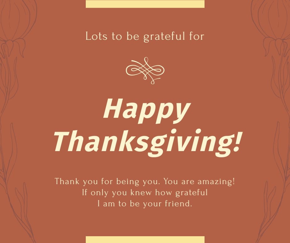 Happy Thanksgiving Brown Flowers Facebook Post Template