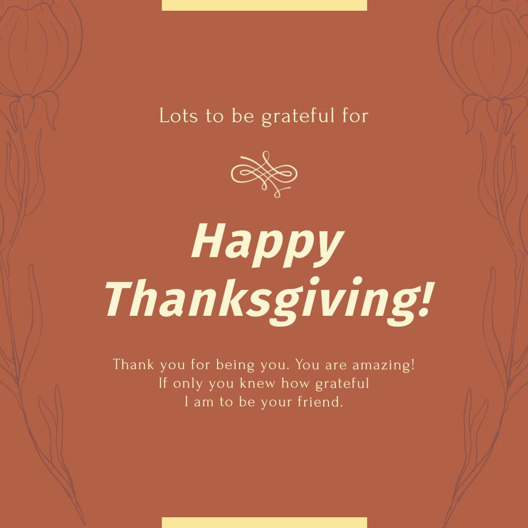 Happy Thanksgiving Brown Flowers Instagram Post Template