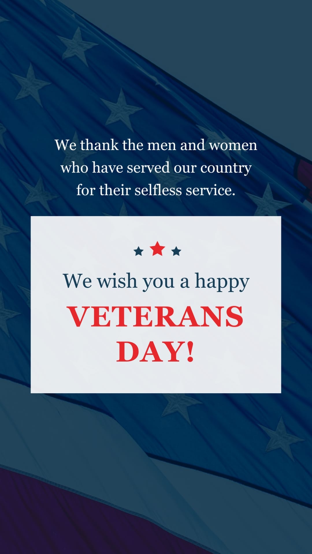 Happy Veterans Day Greeting Card Vertical Template
