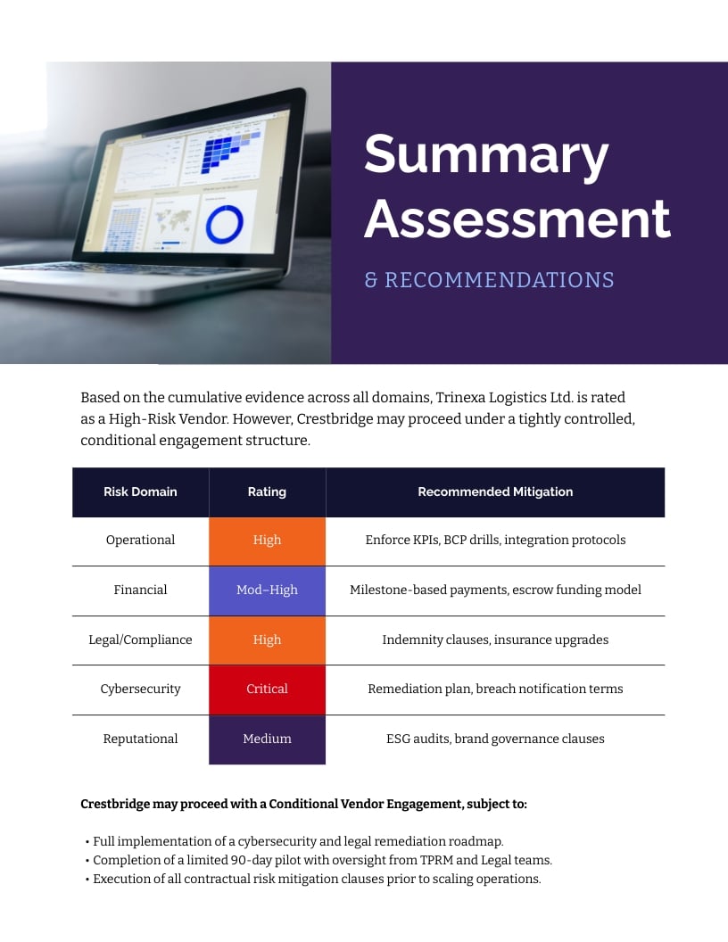 High Risk Vendor Assessment Report Template | Visme