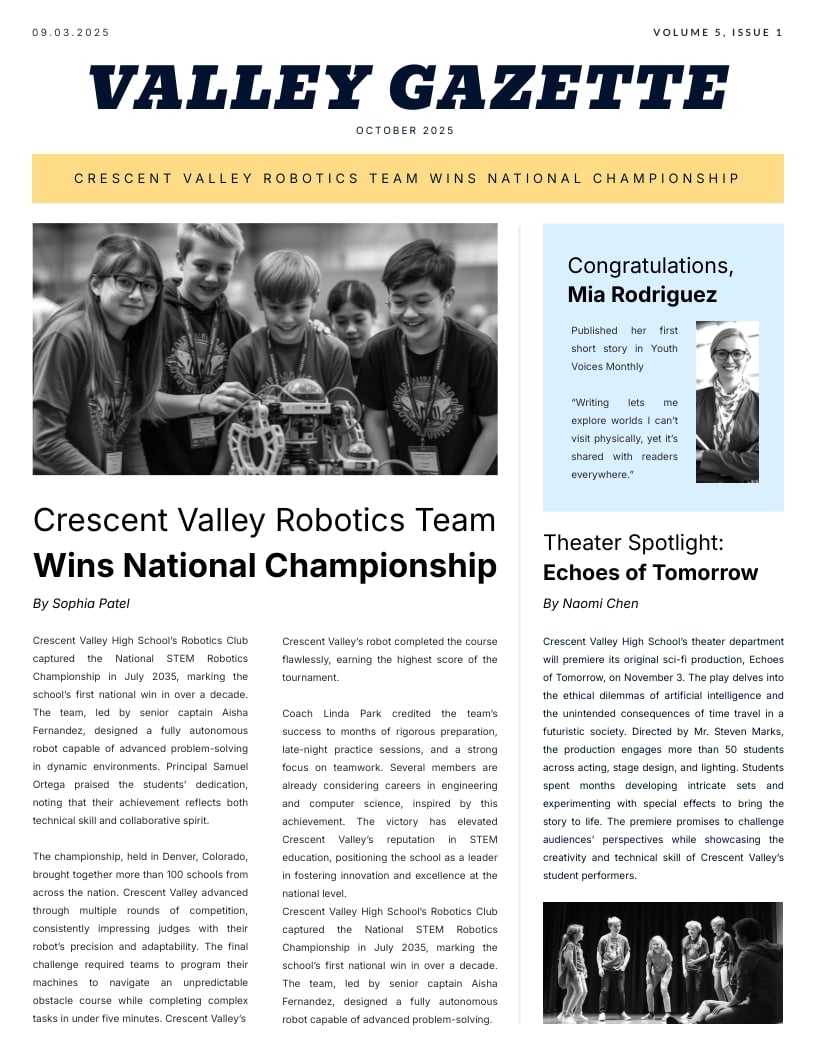 High School Newspaper Template High School Newspaper Template