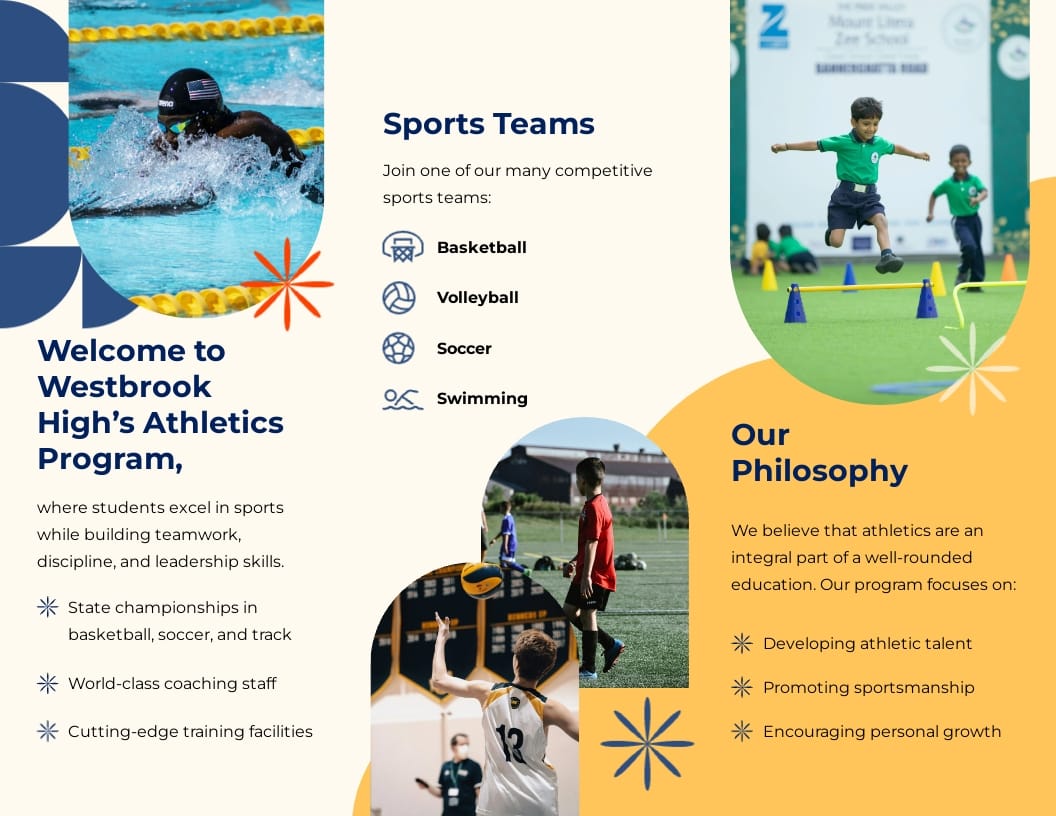 High School Sports Program Trifold Brochure Template - Slide 2 High School Sports Program Trifold Brochure Template - Slide 2