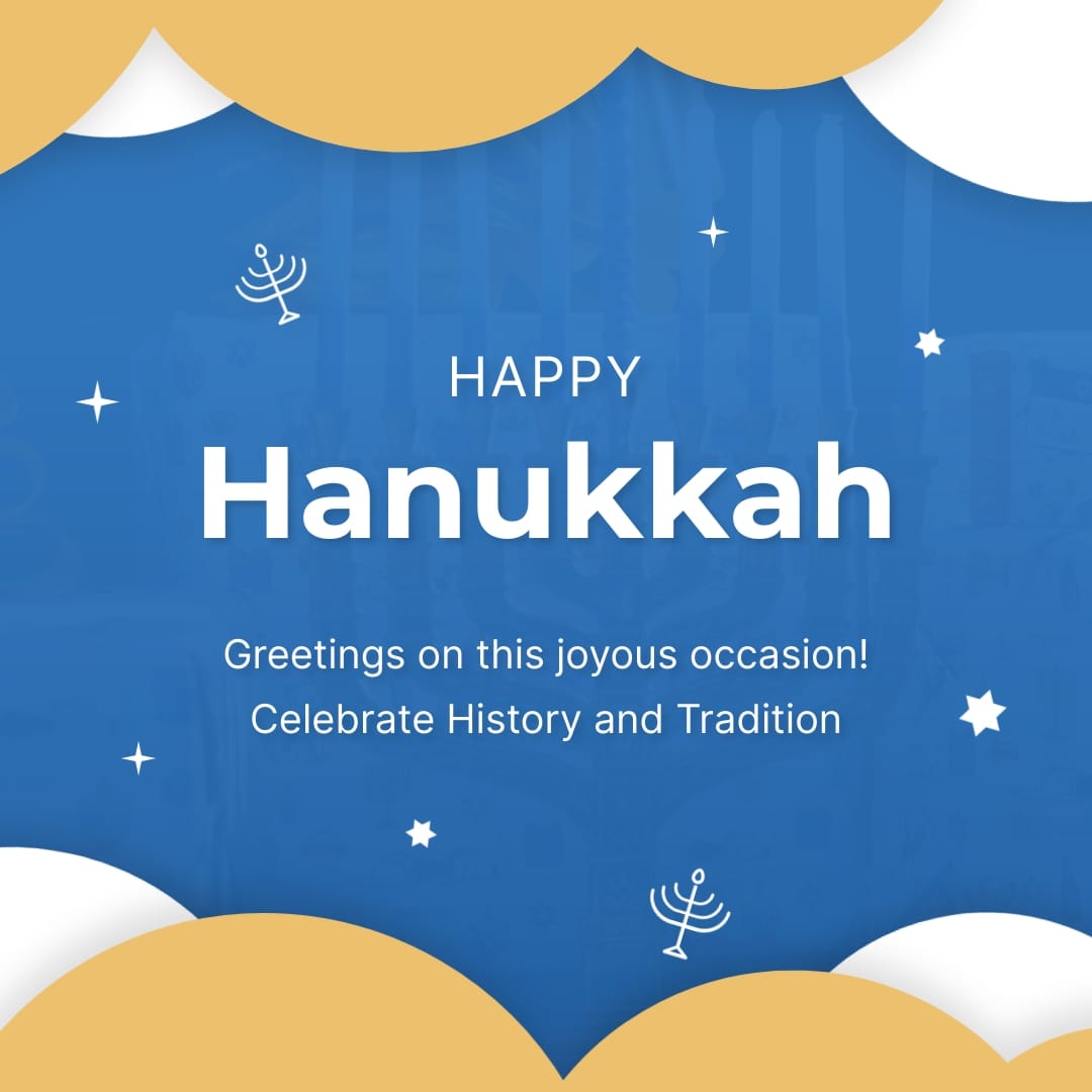 Historic Hanukkah Greeting Card Square Template