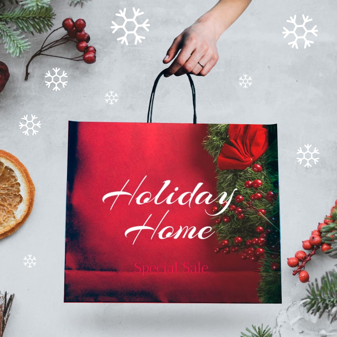 Holiday Shopping Store Bag Mockup Square Template