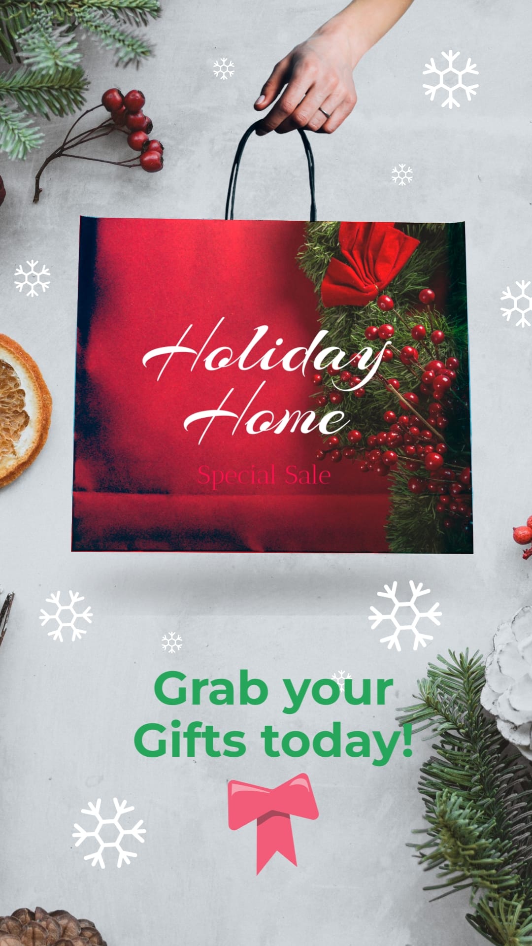Holiday Shopping Store Bag Mockup Vertical Template