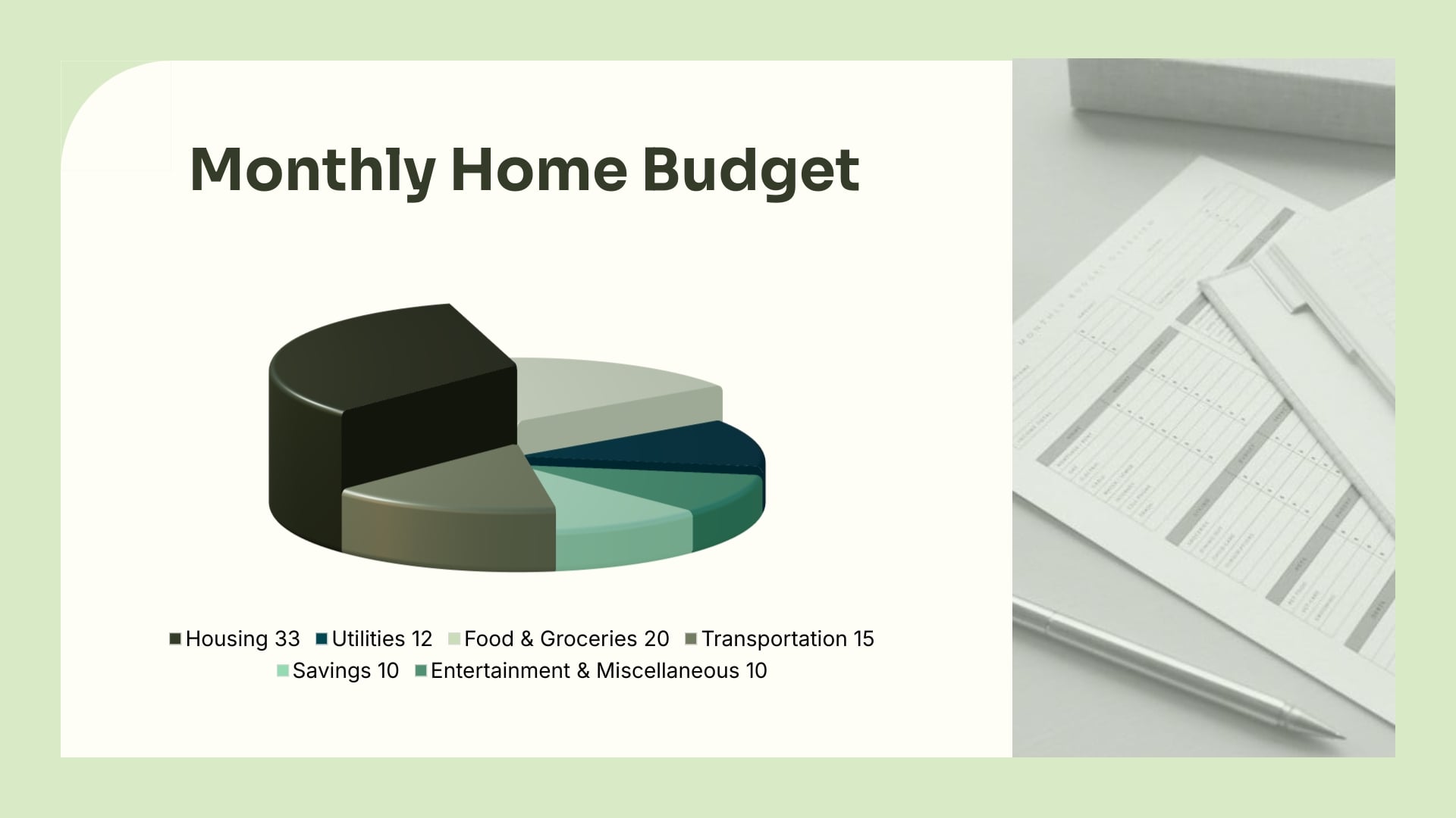 Home Budget Pie Chart Template