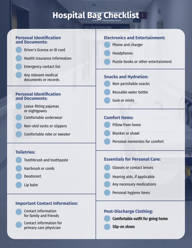 Hospital Bag Checklist Template