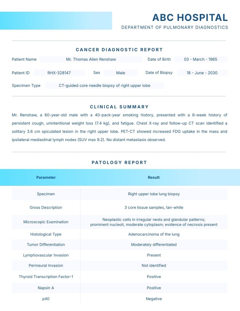 Hospital Cancer Report Template