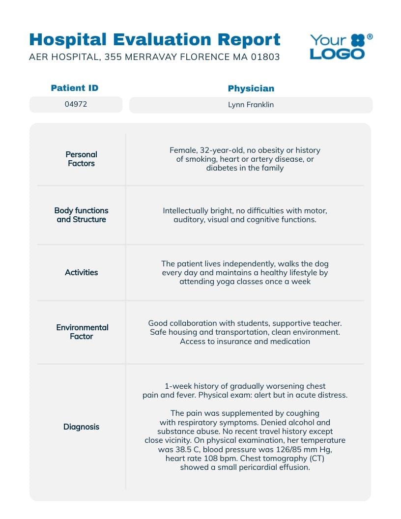 Hospital Evaluation Report Template