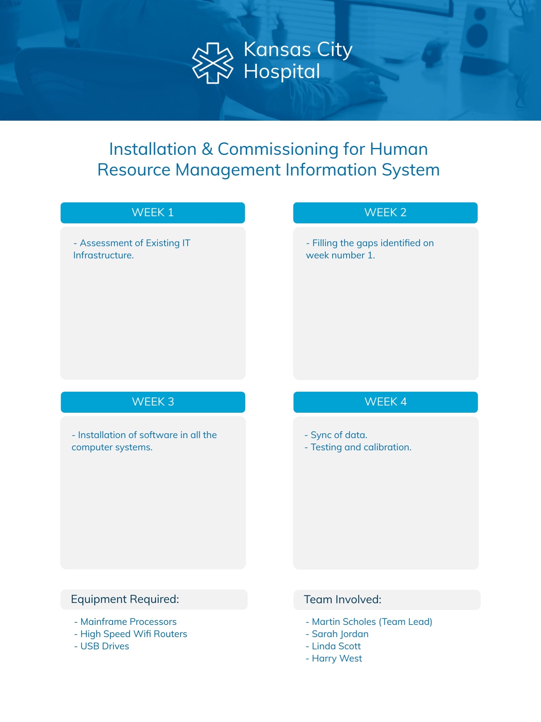 Hospital Software Installation Schedule Template