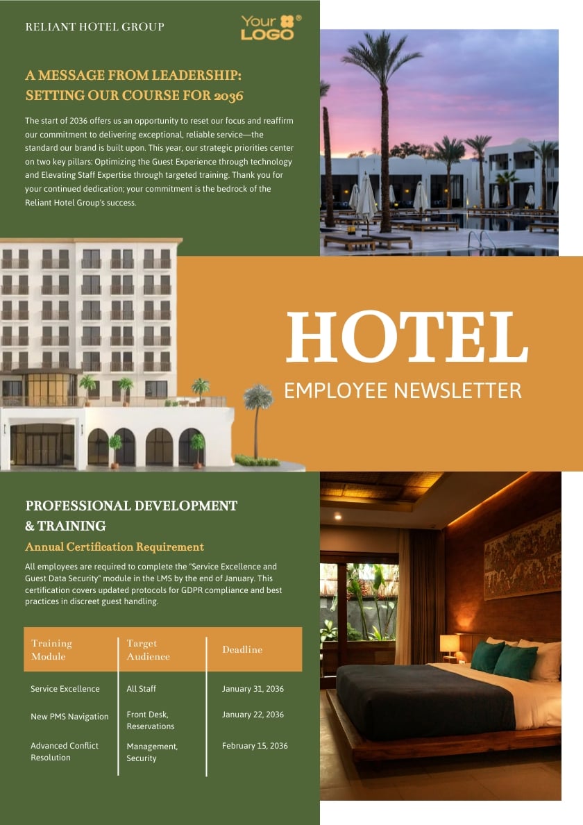 Hotel Employee Newsletter Template