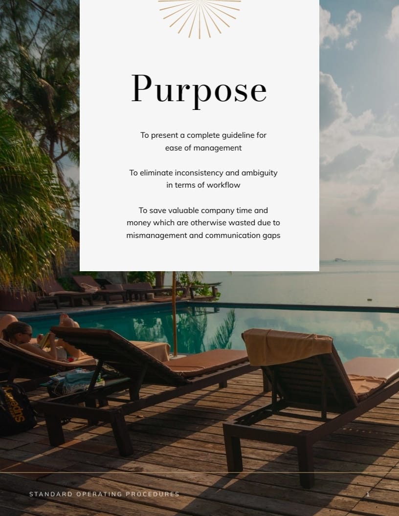 Hotel and Hospitality SOP Plan