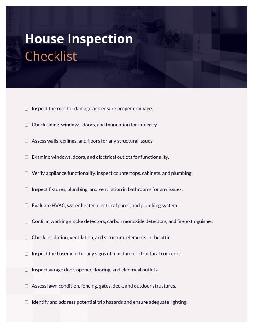 House Inspection Checklist Template
