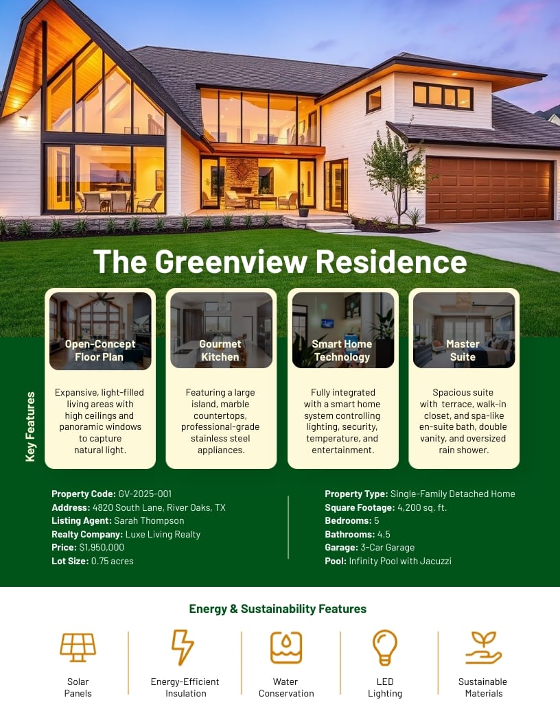 House Spec Sheet Template