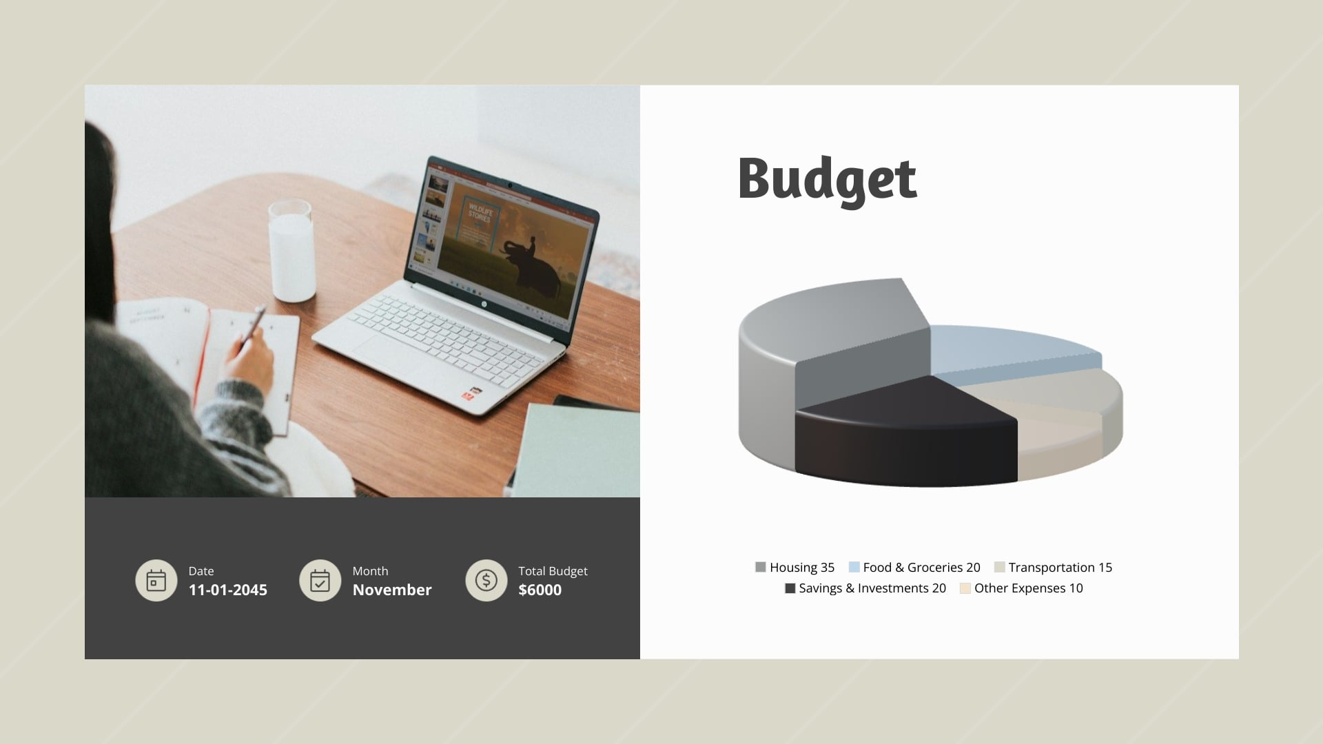 Household Spending Budget Pie Chart Template