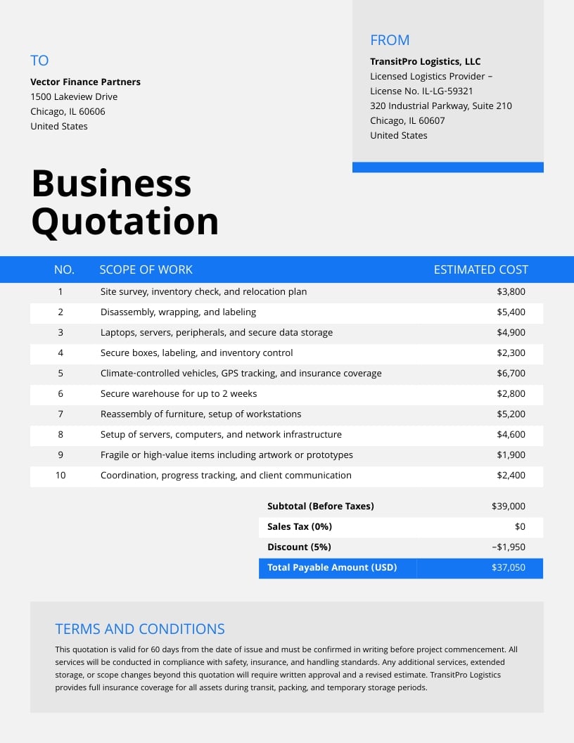 How to Make a Quotation for a Business Template