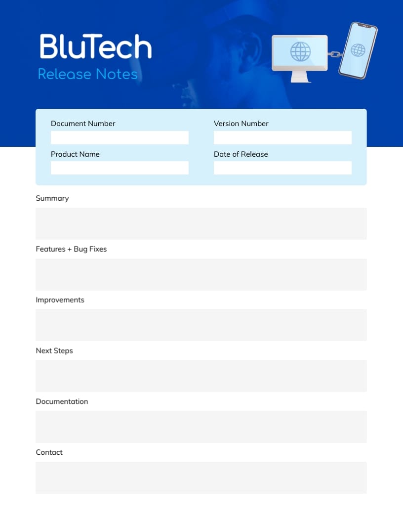 IT Release Notes Worksheet Template