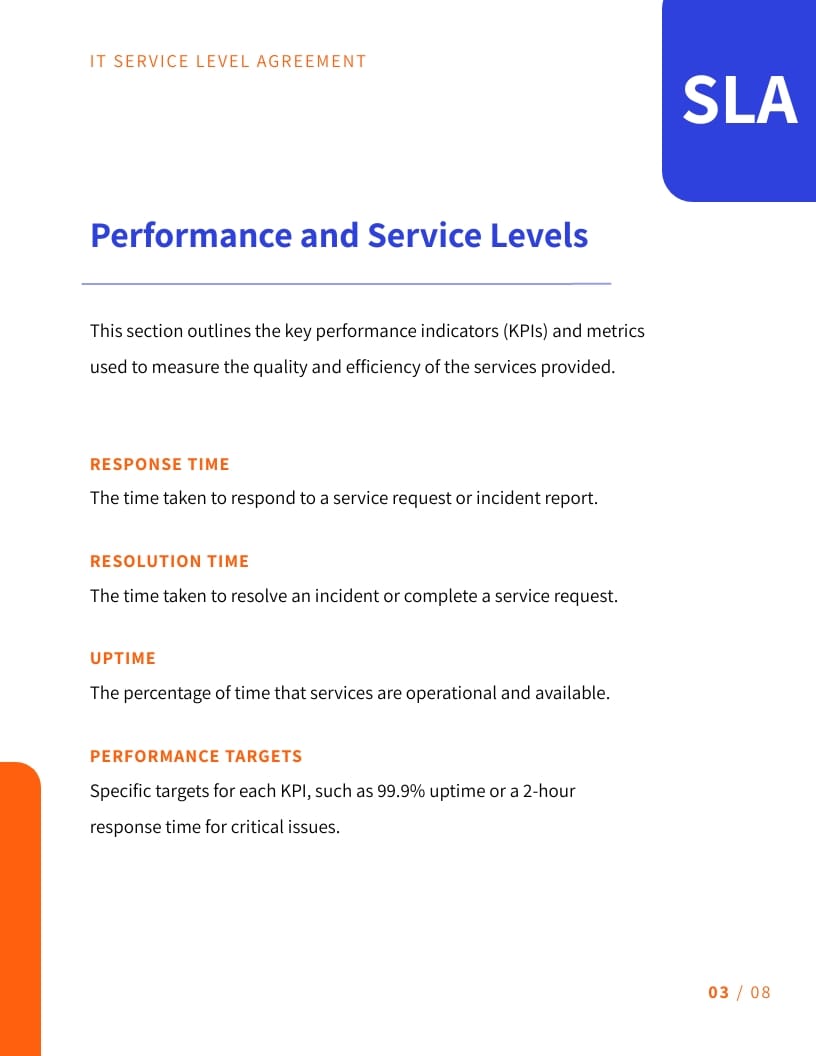IT Service Level Agreement Template - Slide 3 IT Service Level Agreement Template - Slide 3