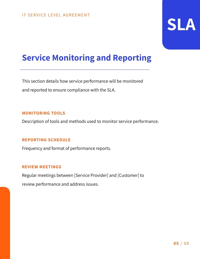 IT Service Level Agreement Template - Slide 5 IT Service Level Agreement Template - Slide 5
