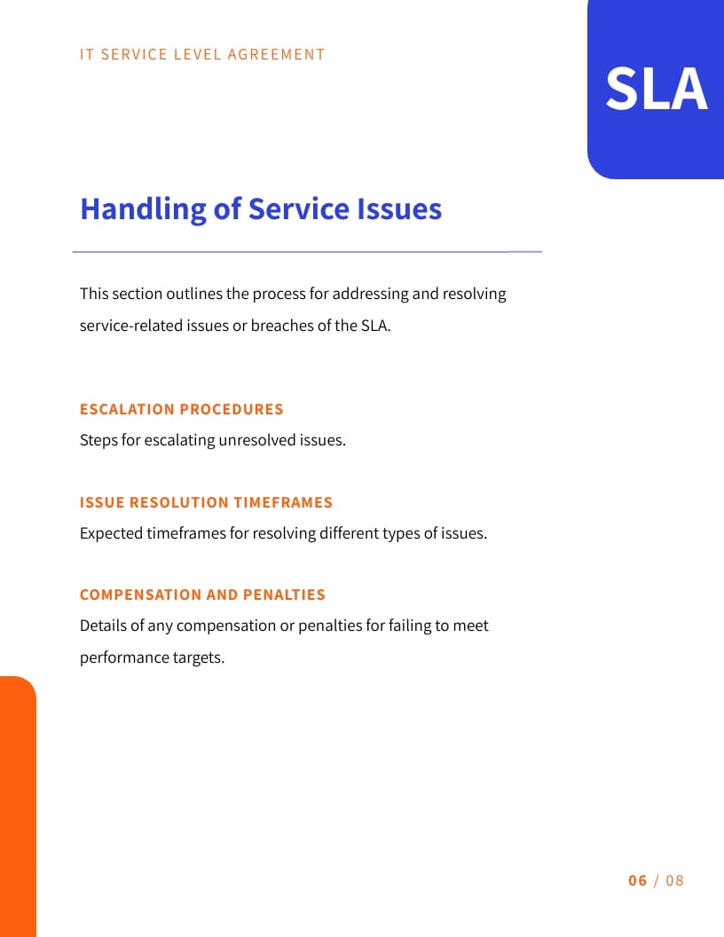 IT Service Level Agreement Template - Slide 6 IT Service Level Agreement Template - Slide 6