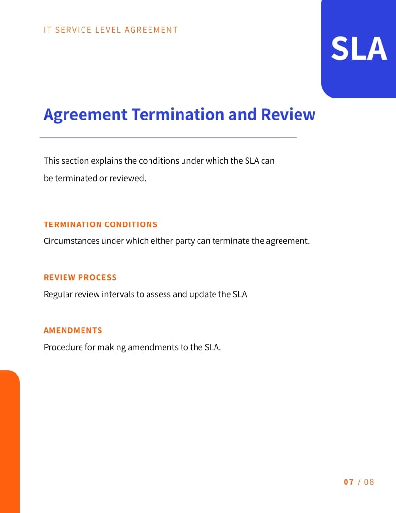 IT Service Level Agreement Template - Slide 7 IT Service Level Agreement Template - Slide 7