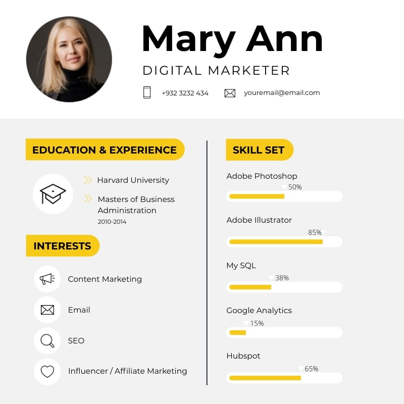 Icon Resume Pictograph Square Template