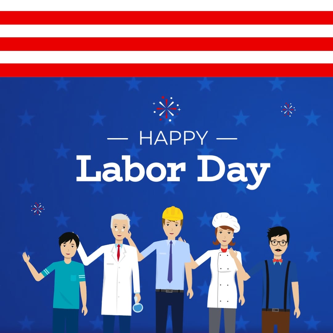 Illustrated Labor Day Greeting Card Square Template