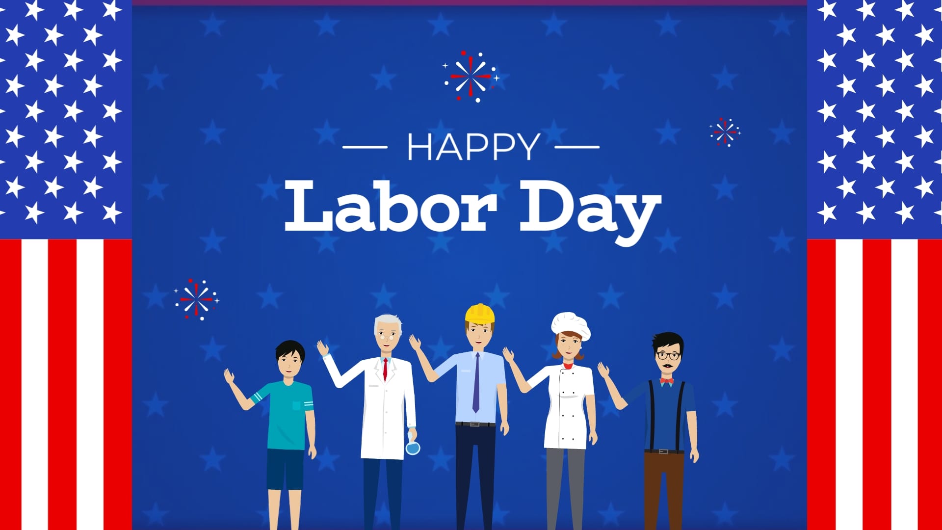 Illustrated Labor Day Greeting Card Template