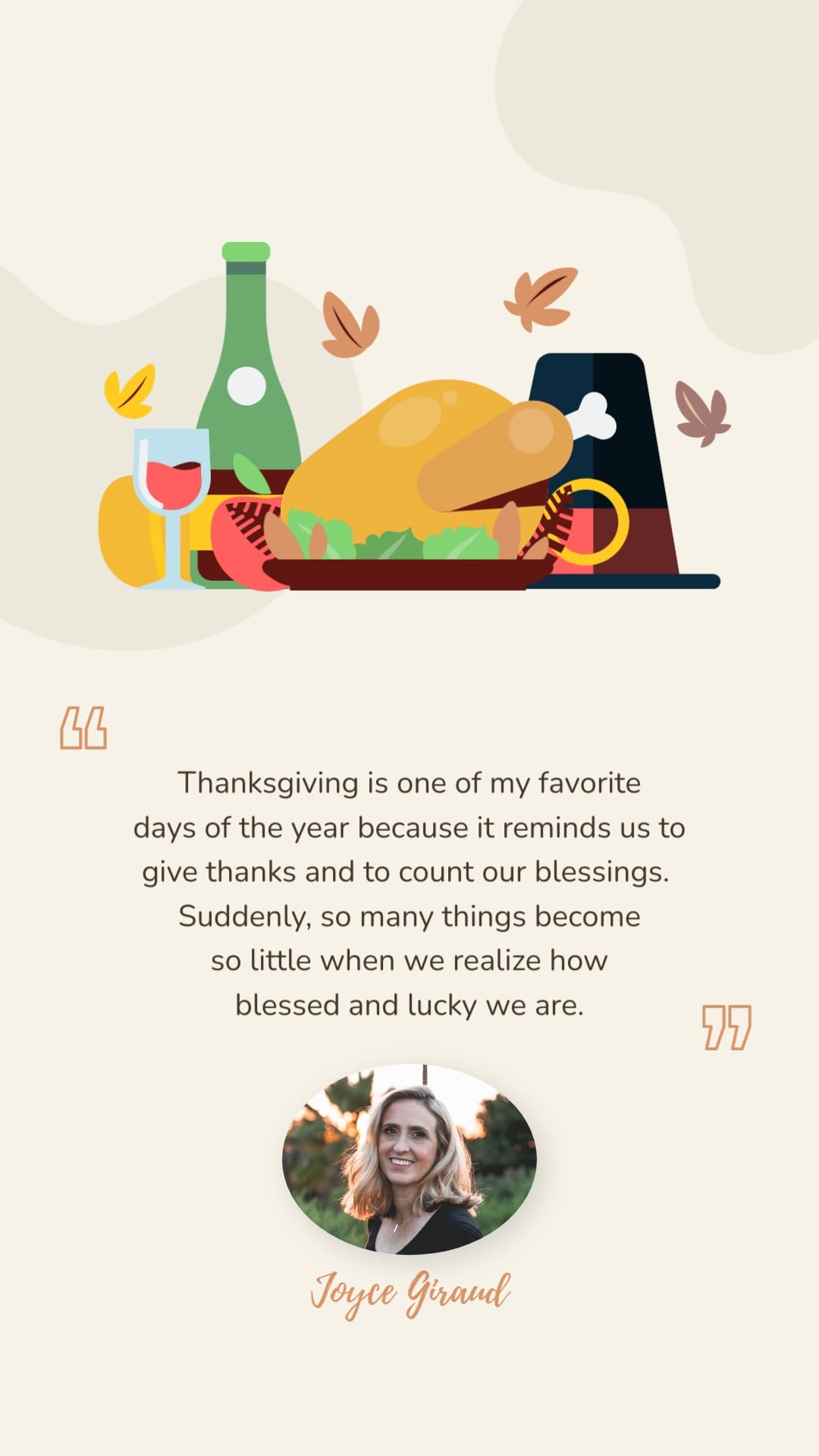 Illustrated Thanksgiving Day Greeting Card Vertical Template