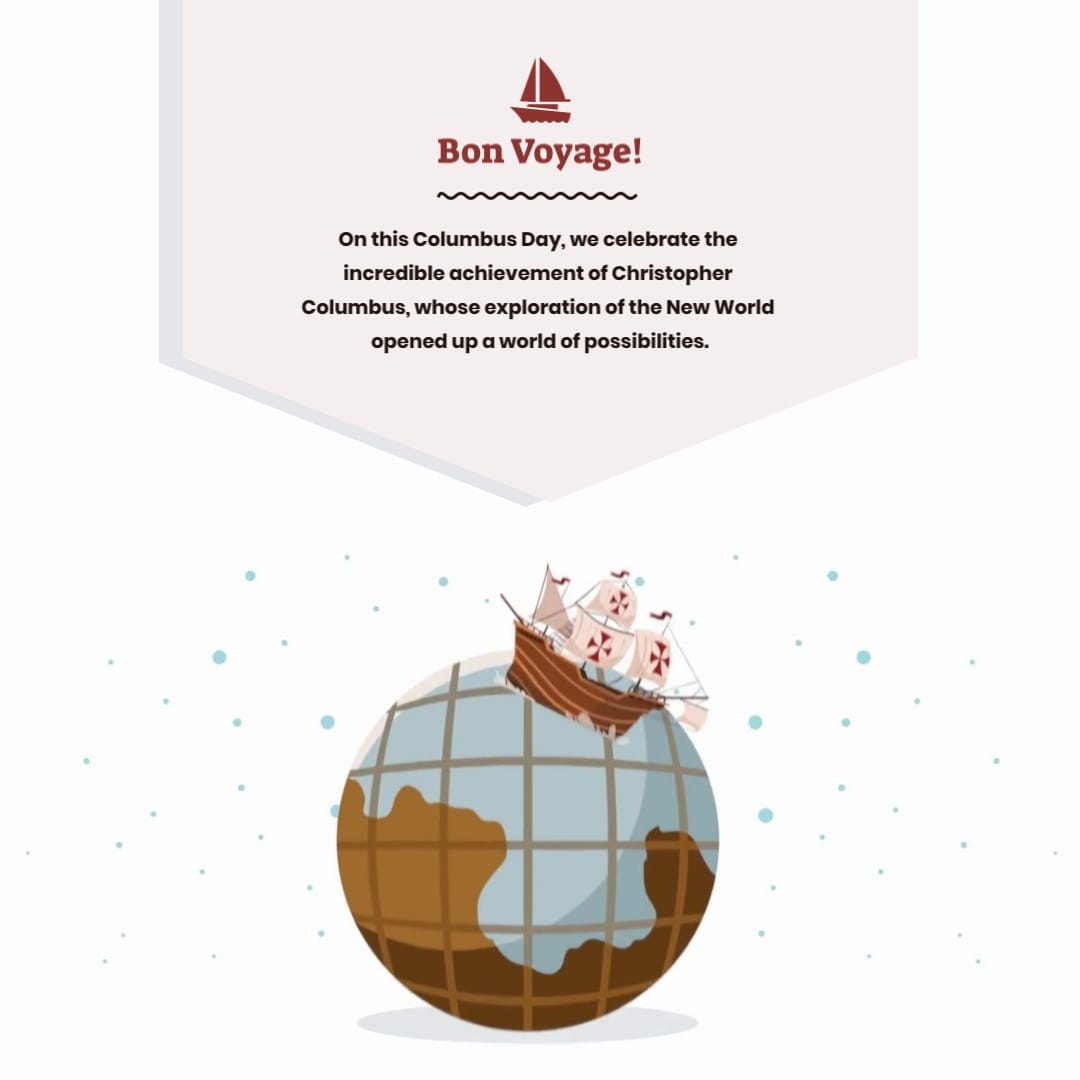 Illustration Columbus Day Greeting Card Square Template