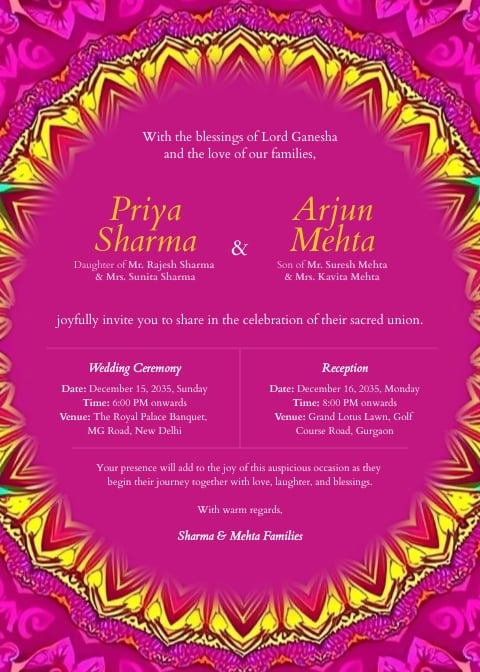 Indian Wedding Invitation Template Indian Wedding Invitation Template