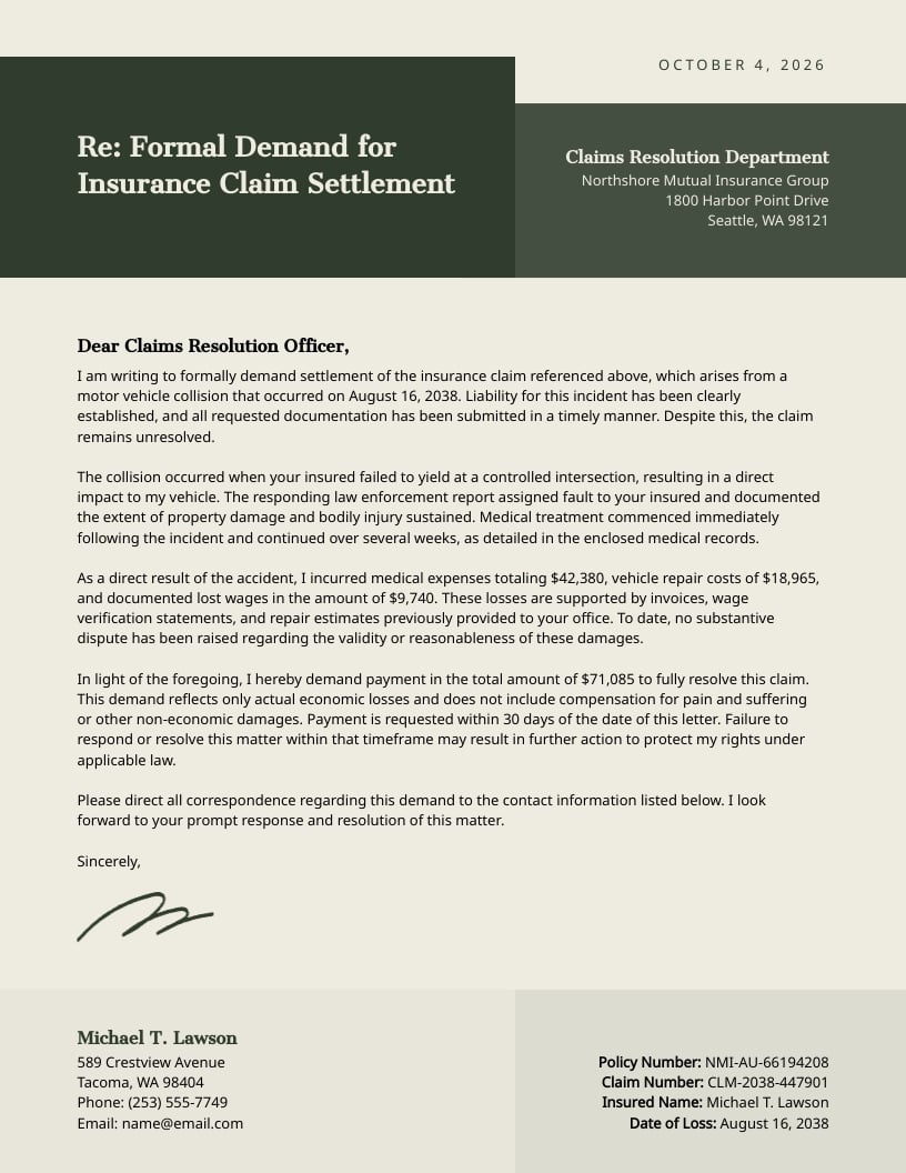Insurance Demand Letter Template