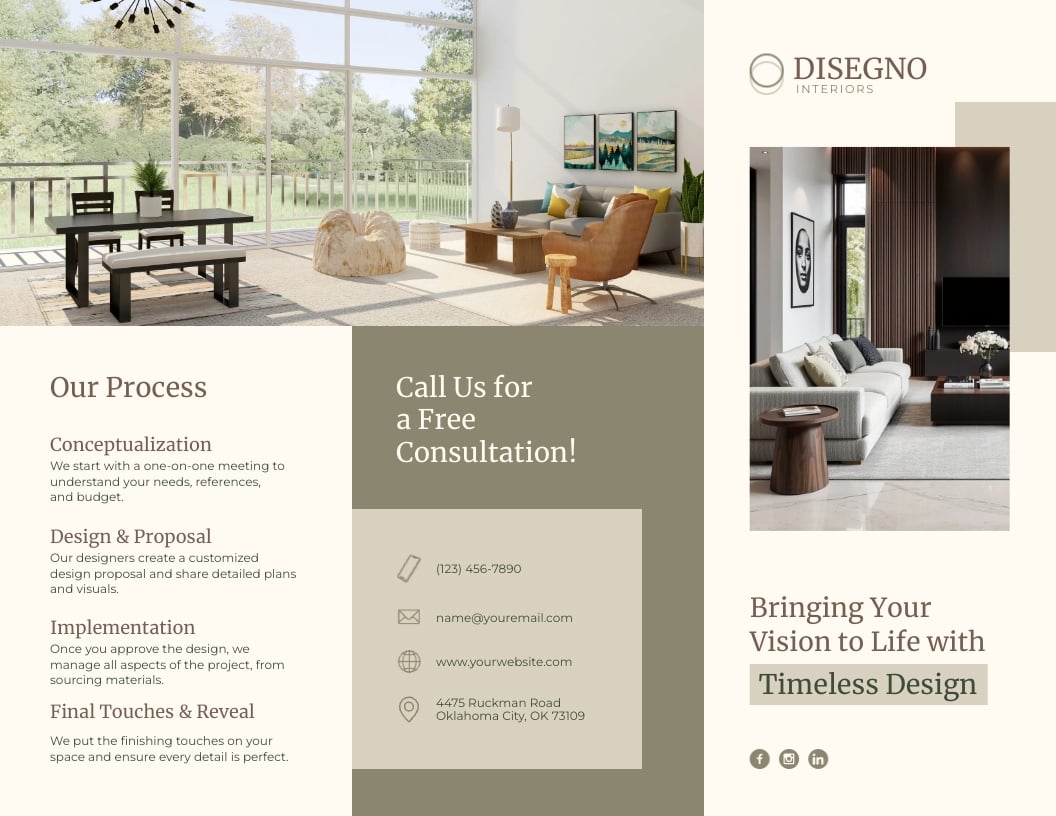 Interior Decor Trifold Brochure Template