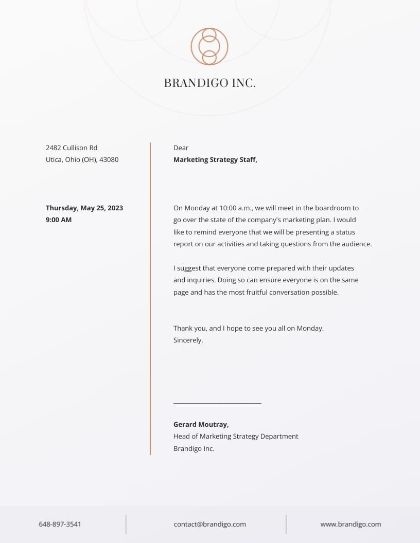 Internal Communication Business Letterhead Template