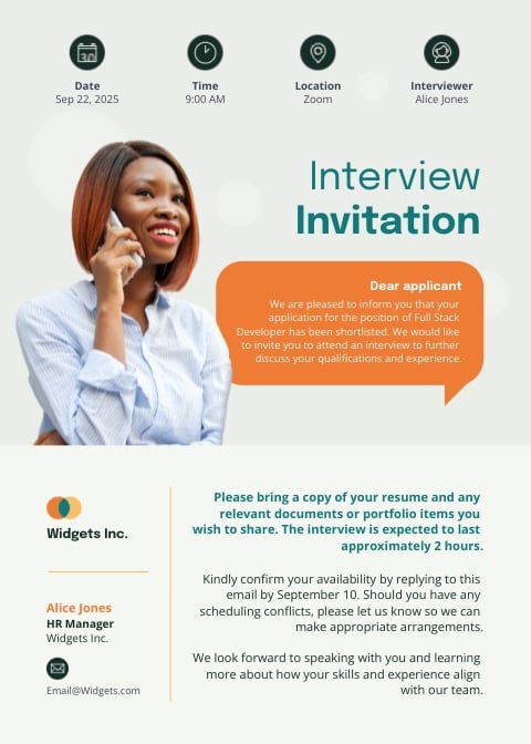 Interview Invitation Email Template Interview Invitation Email Template